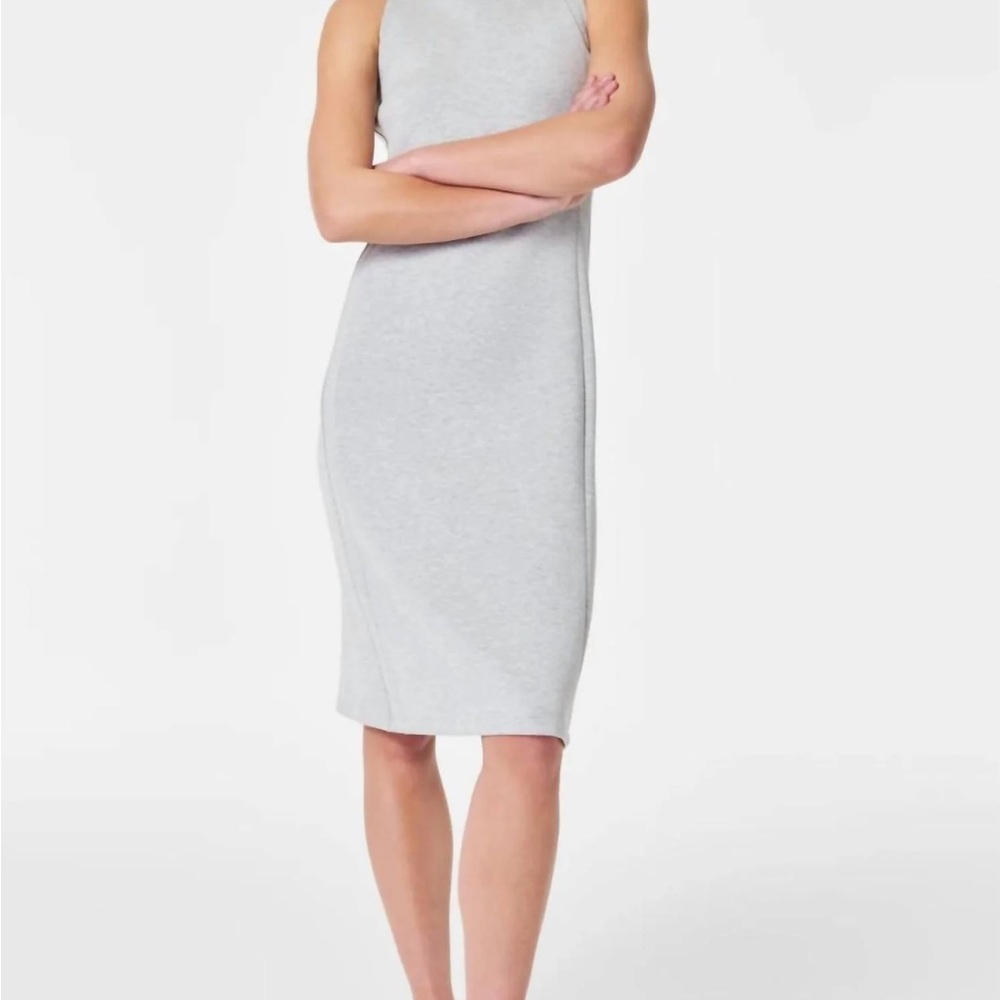NWT SPANX Gray Sheath Midi Dress Halter Neck